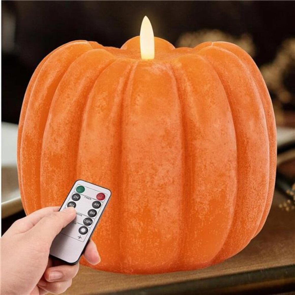 Fall Decorations for Home - Fall Decor - Flickering Flameless Wax Pumpkin LED